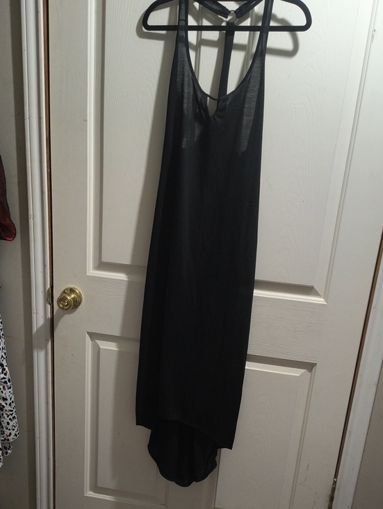 Tahiti Dresses & Skirts - Sleek Black High-Low Slip Dress with Racerback